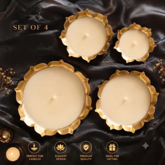 Golden Petal Tealight Candle Set of 4 | Elegant Floral Soy Wax Candles